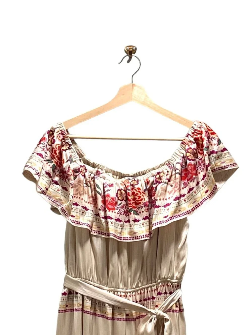 Emily Wonder Maxi Dress Beige Size L NWT Bohemian Cottagecore Spring Wedding